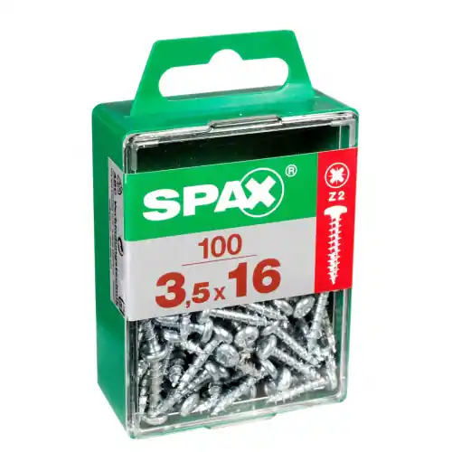 Solde Lot de 100 vis acier tête ronde SPAX, Diam.3.5 mm x L.16 mm – SPAX