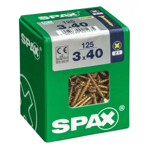 Lot de 125 vis acier tête fraisée pozidriv SPAX, Diam.3 mm x L.40 mm – SPAX Promotion Saisonnière