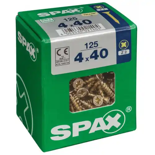 Lot de 125 vis acier tête fraisée pozidriv SPAX, Diam.4 mm x L.40 mm – SPAX Offre Du Jour