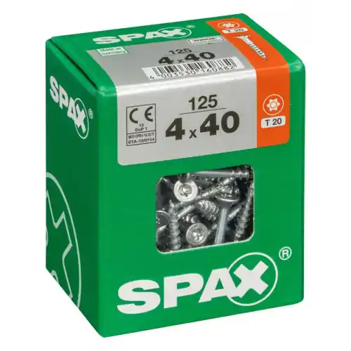 Achat Immédiat Lot de 125 vis acier tête fraisée torx SPAX, Diam.4 mm x L.40 mm – SPAX