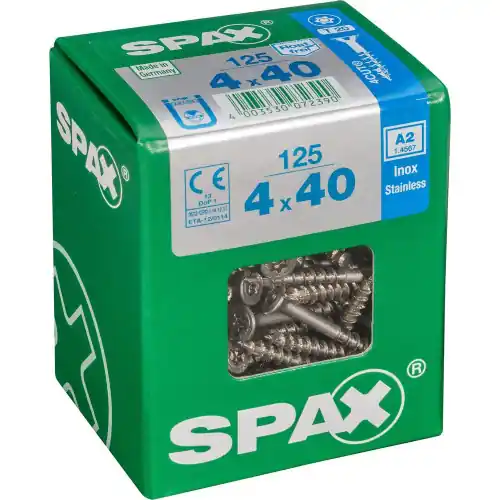 Must-Have Lot De 125 Vis Inox Tête Fraisée Torx Spax, Diam.4 Mm X L.40 Mm - SPAX