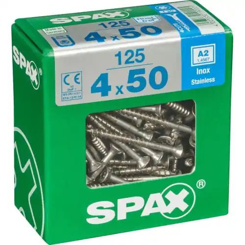 Lot de 125 vis inox tête fraisée torx SPAX, Diam.4 mm x L.50 mm – SPAX Jusqu&rsquo;à Épuisement Des Stocks