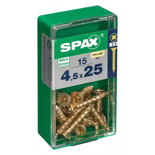 Lot de 15 vis acier tête fraisée pozidriv SPAX, Diam.4.5 mm x L.25 mm – SPAX Produit De Marque