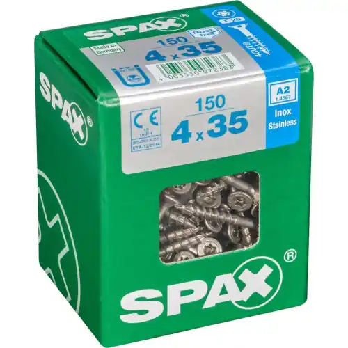 Lot de 150 vis inox tête fraisée torx SPAX, Diam.4 mm x L.35 mm - SPAX Prix Choc