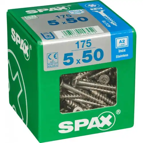 Lot de 175 vis inox tête fraisée torx SPAX, Diam.5 mm x L.50 mm – SPAX Vente Flash