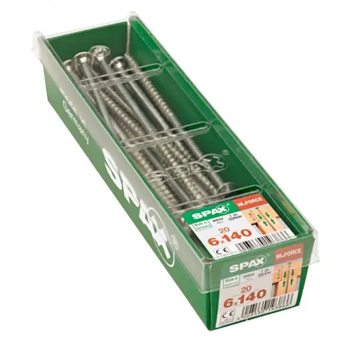 Lot de 20 vis acier tête fraisée bombée torx SPAX, Diam.6 mm x L.140 mm – SPAX Vente Directe