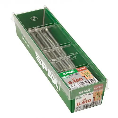 Lot de 20 vis acier tête fraisée bombée torx SPAX, Diam.6 mm x L.180 mm – SPAX Super Prix