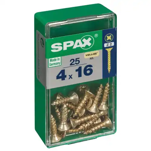 Lot de 20 vis acier tête fraisée pozidriv SPAX, Diam.3.5 mm x L.16 mm – SPAX Prix Bas