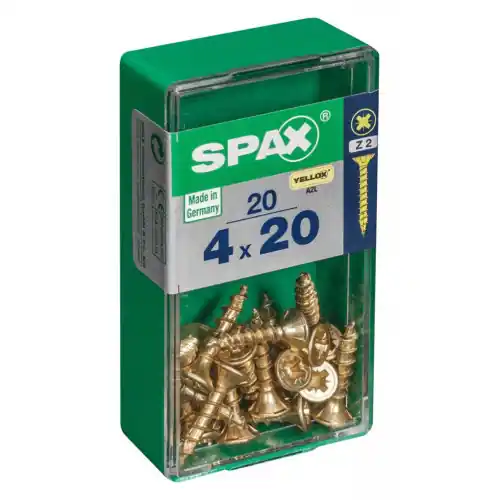 Lot de 20 vis acier tête fraisée pozidriv SPAX, Diam.4 mm x L.20 mm – SPAX Dernier Modèle