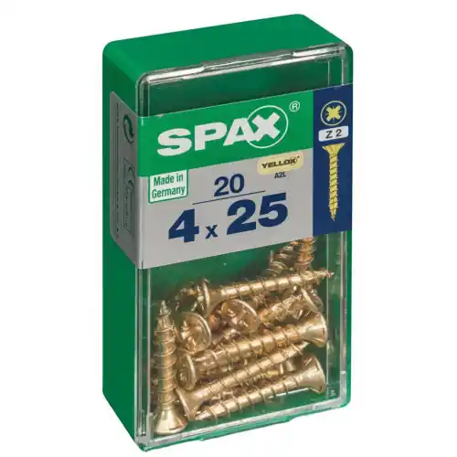 Lot de 20 vis acier tête fraisée pozidriv SPAX, Diam.4 mm x L.25 mm – SPAX Marque