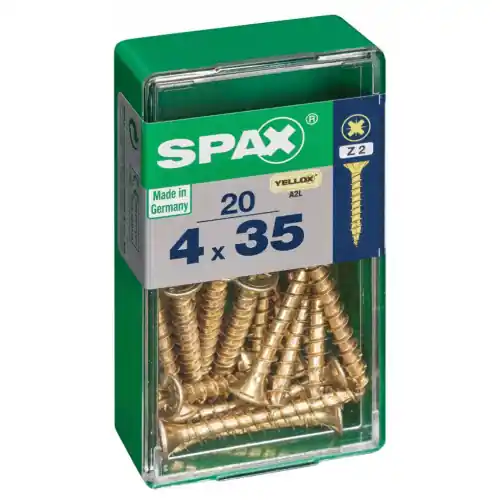 Lot de 20 vis acier tête fraisée pozidriv SPAX, Diam.4 mm x L.35 mm – SPAX Livraison Express