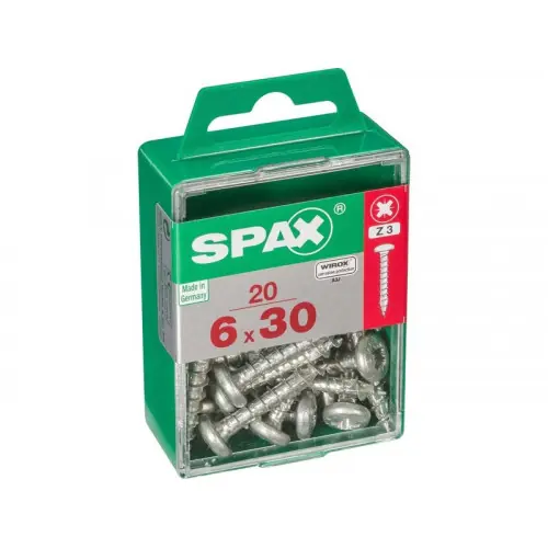 Livraison Express Lot De 20 Vis Acier Tête Ronde Pozidriv, Diam.6 Mm X L.30 Mm - SPAX