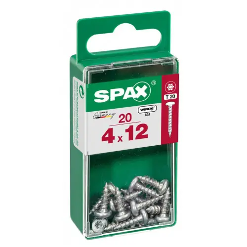 Lot de 20 vis acier tête ronde pozidriv SPAX, Diam.4 mm x L.12 mm – SPAX Must-Have