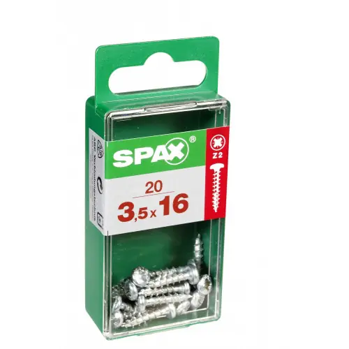 Lot de 20 vis acier tête ronde torx SPAX, Diam.3.5 mm x L.16 mm – SPAX Soldes