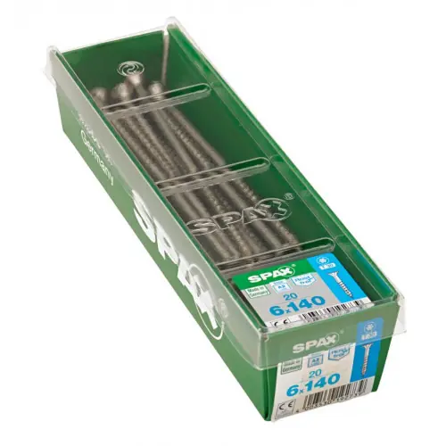 Lot de 20 vis inox tête fraisée torx SPAX, Diam.6 mm x L.140 mm – SPAX Nouvelle Collection