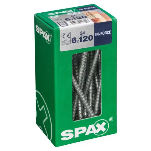 Lot de 24 vis acier tête cylindrique SPAX, Diam.6 mm x L.120 mm - SPAX Meilleur Choix