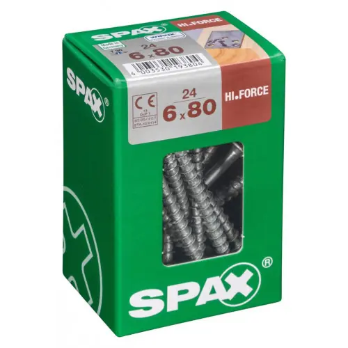 Produit De Marque Lot de 24 vis acier tête fraisée bombée torx SPAX, Diam.6 mm x L.80 mm – SPAX