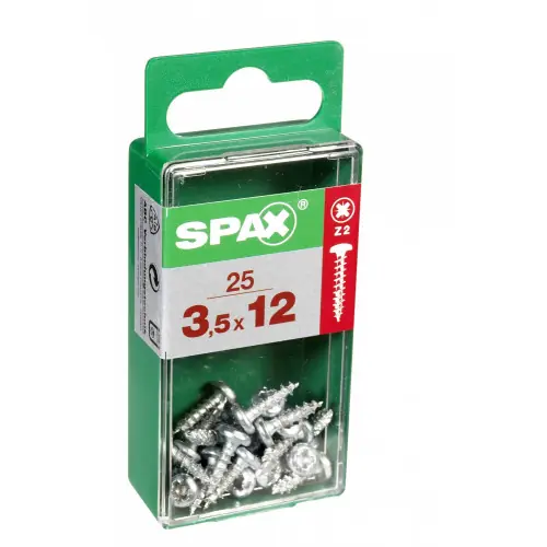 Commander Vite Lot de 25 vis acier tête ronde torx SPAX, Diam.3.5 mm x L.12 mm – SPAX