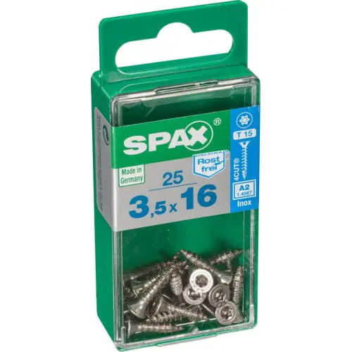 Offre Spéciale Lot de 25 vis inox tête fraisée torx SPAX, Diam.3.5 mm x L.16 mm - SPAX