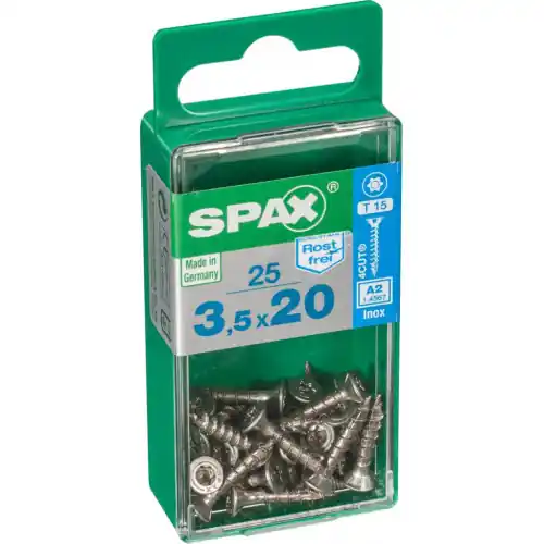 Lot de 25 vis inox tête fraisée torx SPAX, Diam.3.5 mm x L.20 mm - SPAX Must-Have