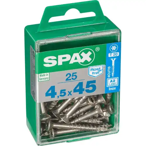 Solde Lot De 25 Vis Inox Tête Fraisée Torx Spax, Diam.4 Mm X L.45 Mm – SPAX