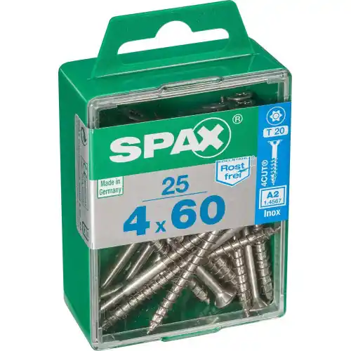 Dernière Chance Lot De 25 Vis Inox Tête Fraisée Torx Spax, Diam.4 Mm X L.60 Mm – SPAX