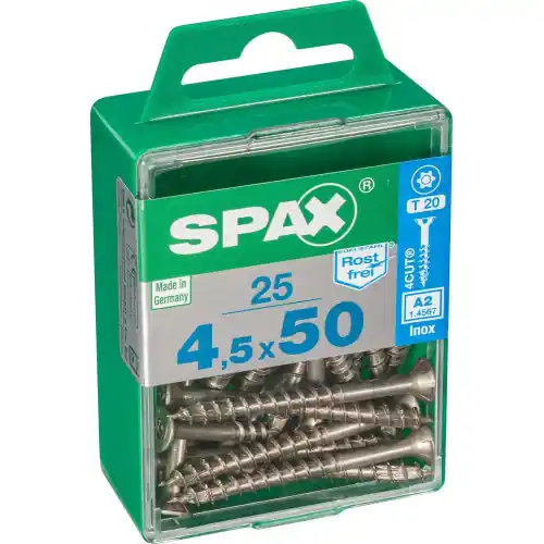 Top Vente Lot De 25 Vis Inox Tête Fraisée Torx Spax, Diam.4.5 Mm X L.50 Mm – SPAX
