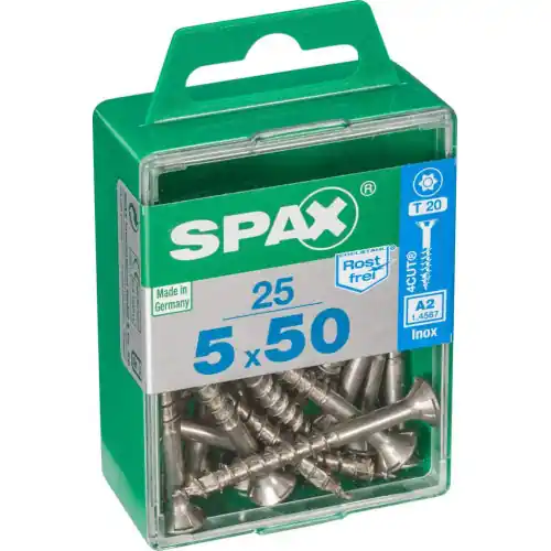Lot de 25 vis inox tête fraisée torx SPAX, Diam.5 mm x L.50 mm – SPAX Promotion Saisonnière