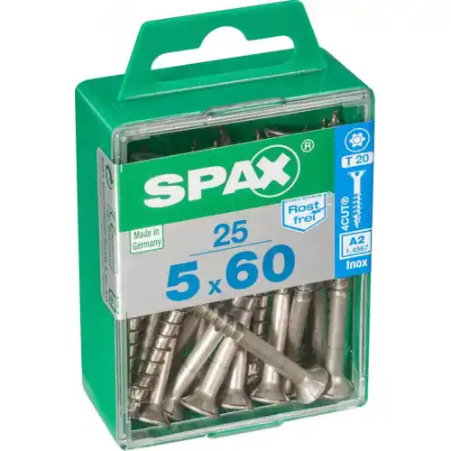 Lot de 25 vis inox tête fraisée torx SPAX, Diam.5 mm x L.60 mm – SPAX Seulement Aujourd&rsquo;hui