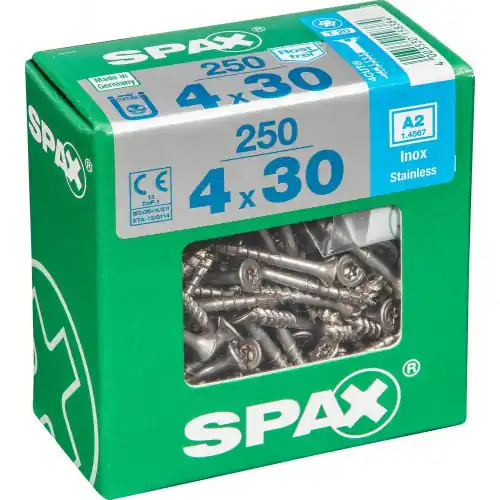 Lot De 250 Vis Inox Tête Fraisée Torx Spax, Diam.4 Mm X L.30 Mm – SPAX Prix Promo