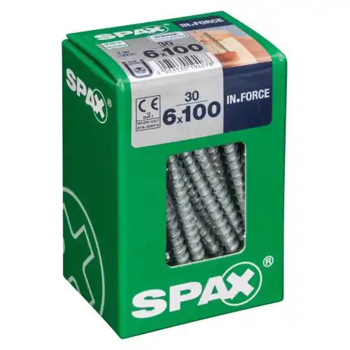 Dernière Chance Lot de 30 vis acier tête cylindrique SPAX, Diam.6 mm x L.100 mm – SPAX