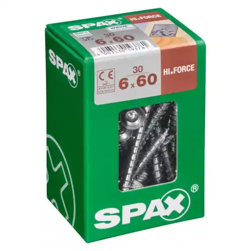 Marque Lot de 30 vis acier tête fraisée bombée torx SPAX, Diam.6 mm x L.60 mm – SPAX