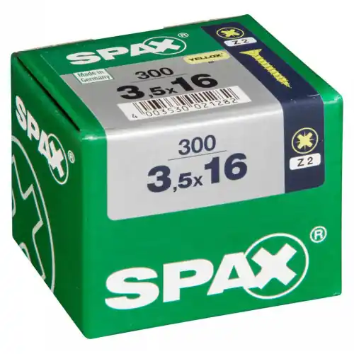 Top Vente Lot de 300 vis acier tête fraisée pozidriv SPAX, Diam.3.5 mm x L.16 mm – SPAX