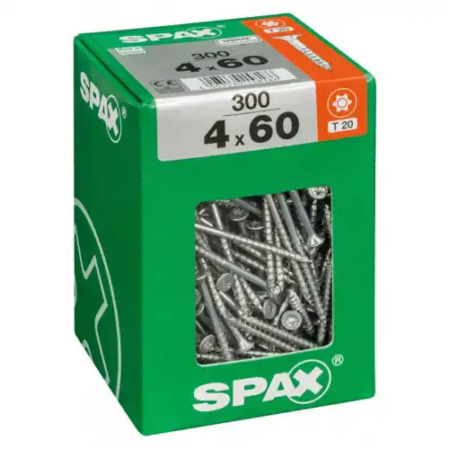 Top Vente Lot de 300 vis acier tête fraisée torx SPAX, Diam.4 mm x L.60 mm – SPAX