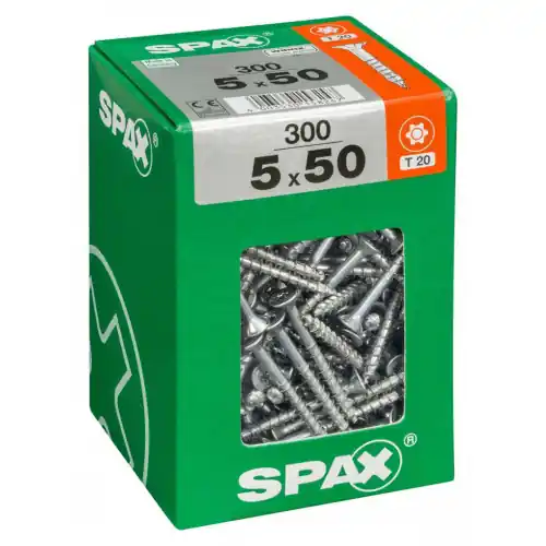Acheter En Ligne Lot de 300 vis acier tête fraisée torx SPAX, Diam.5 mm x L.50 mm – SPAX