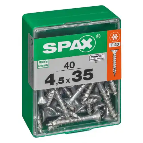 Commande En Gros Lot de 40 vis acier tête autofraisée plate SPAX, Diam.4.5 mm x L.35 mm - SPAX