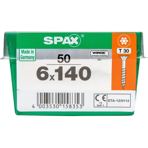Prix Promo Lot De 50 Vis Acier Tête Fraisée Torx Spax, Diam.6 Mm X L.140 Mm – SPAX
