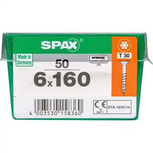 Lot De 50 Vis Acier Tête Fraisée Torx Spax, Diam.6 Mm X L.160 Mm – SPAX Bon Marché