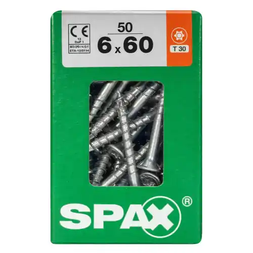 Meilleur Prix Lot De 50 Vis Acier Tête Fraisée Torx Spax, Diam.6 Mm X L.60 Mm - SPAX