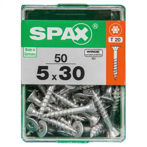 Meilleur Prix Lot De 50 Vis Acier Tête Plate Spax, Diam.5 Mm X L.30 Mm - SPAX