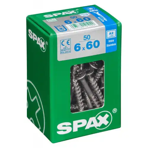 Lot De 50 Vis En Acier Inoxydable, Empreinte Torx, 6X60 Mm - SPAX Solde