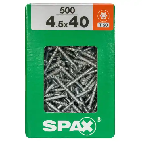 Achat Immédiat Lot De 500 Vis Acier Tête Fraisée Torx Spax, Diam.4.5 Mm X L.40 Mm – SPAX