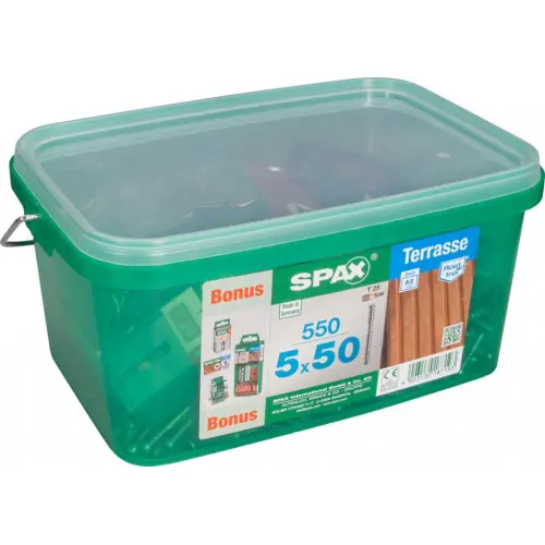 Marque Lot de 550 vis terrasse inox tête cylindrique étoile SPAX, Diam.5 mm x L.50 mm - SPAX