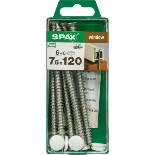 Lot De 6 Vis Acier Tête Fraisée Torx Spax, Diam.7.5 Mm X L.120 Mm - SPAX Solde