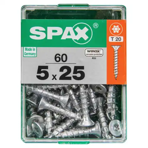 Achat Immédiat Lot De 60 Vis Acier Tête Autofraisée Plate Spax, Diam.5 Mm X L.25 Mm – SPAX