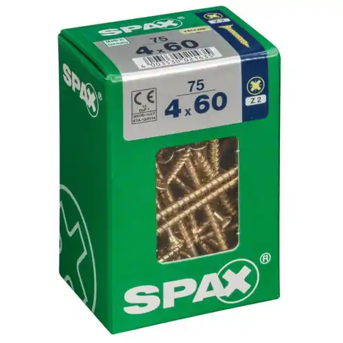 Dernière Chance Lot de 75 vis acier tête fraisée pozidriv SPAX, Diam.4 mm x L.60 mm – SPAX