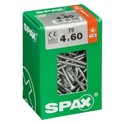Commande En Gros Lot De 75 Vis Acier Tête Fraisée Torx Spax, Diam.4 Mm X L.60 Mm - SPAX
