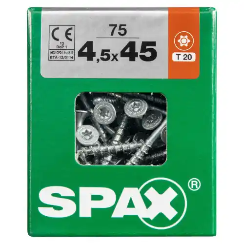 Promotion Lot De 75 Vis Acier Tête Fraisée Torx Spax, Diam.4.5 Mm X L.45 Mm – SPAX