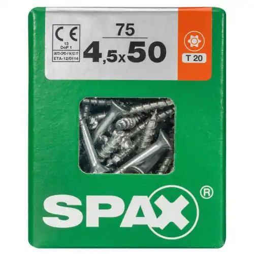 Achetez Aujourd&rsquo;hui Lot De 75 Vis Acier Tête Fraisée Torx Spax, Diam.4.5 Mm X L.50 Mm – SPAX