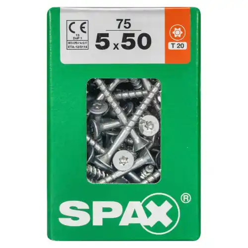 Offre Exclusive Lot De 75 Vis Acier Tête Fraisée Torx Spax, Diam.5 Mm X L.50 Mm - SPAX